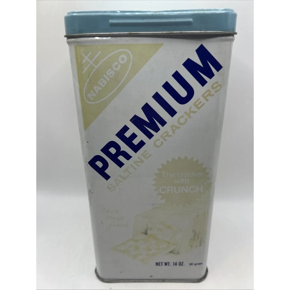Vintage Nabisco Premium Saltine Crackers 14 oz. Tin. 1969.